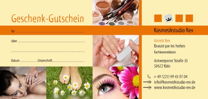 Gutschein f&uuml;r Kosmetikstudio Rex